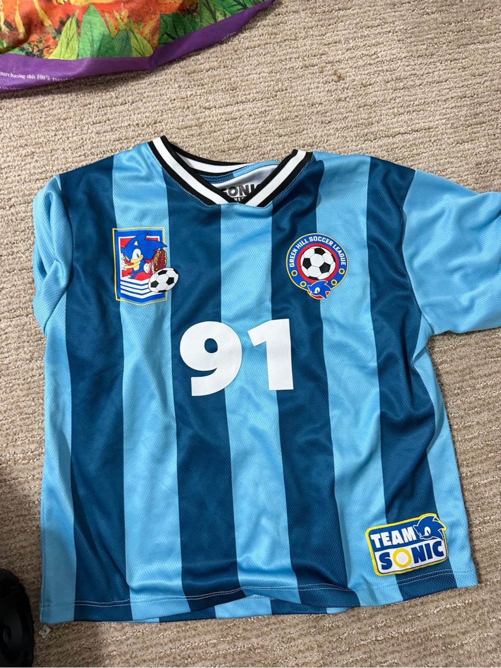Kids' Sonic the hedgehog Blue Striped Soccer Jersey - 91